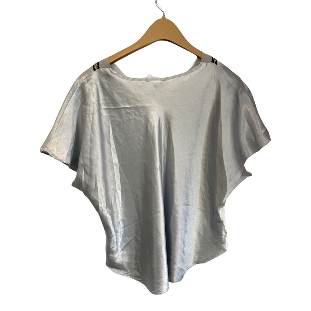 Secret Treasures metallic embroidered trim silver 2 piece pajamas #G28 - Picture 4 of 7